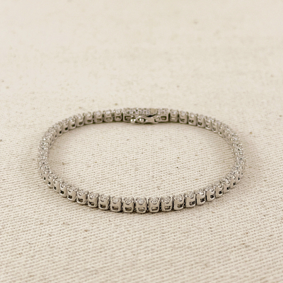 .925 Sterling Silver Rhodium Plated 2.25mm Moissanite Tennis Bracelet