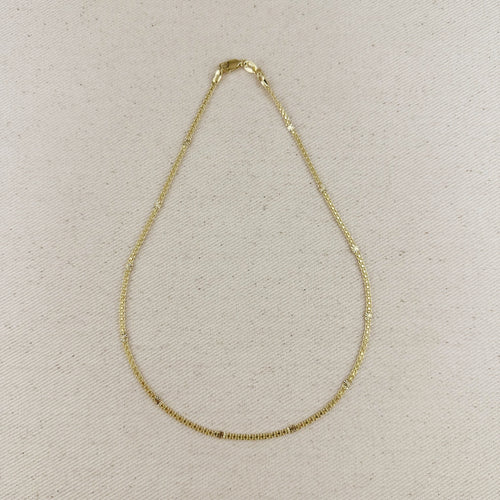 Mondsee 18k Gold Filled 2.5mm Mesh Chain with Diamond Cut Pressed Detail Necklace | 18k Gold Filled Jewelry