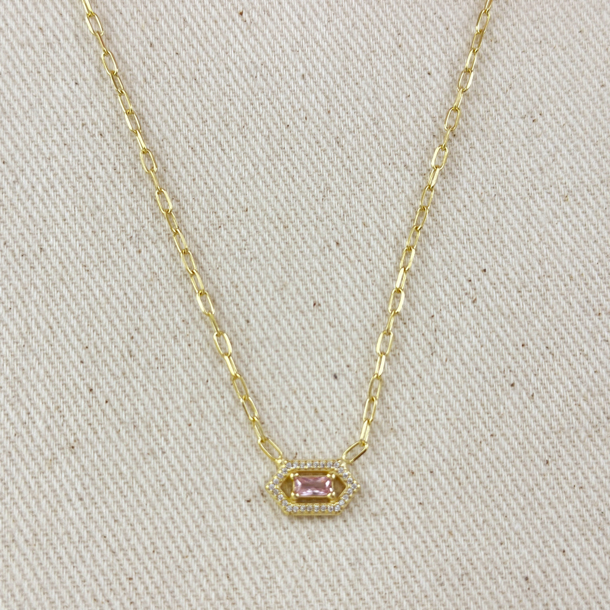 18k Gold Vermeil Fancy Birthstone Baguette Necklace – October