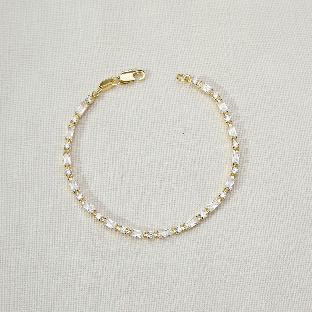 Mondsee 18k Gold Filled Baguette and CZ Tennis Bracelet | 18k Gold Filled Jewelry