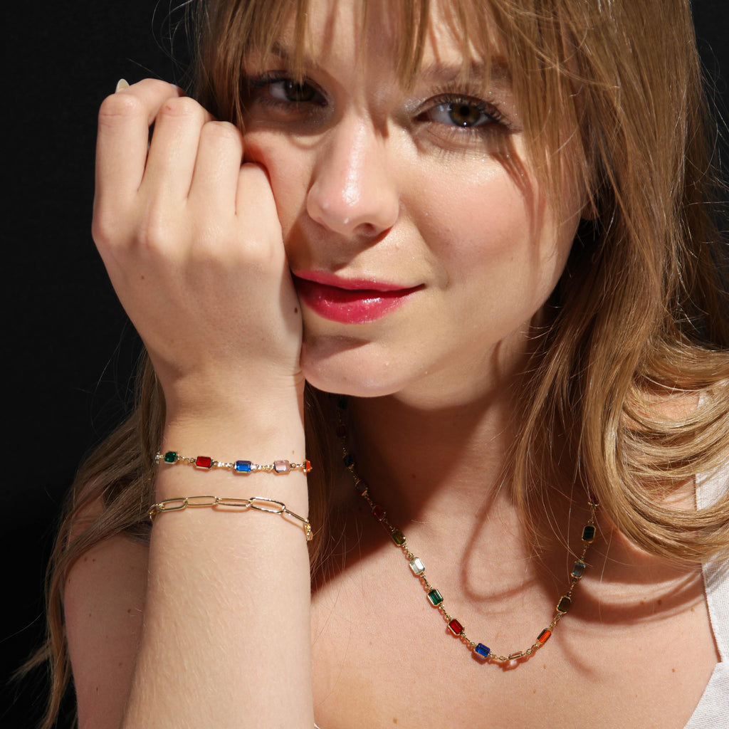 Mondsee Complete Set Of 18k Gold Filled Multicolor Necklace, Bracelet And Anklet For Wholesale | 18k Gold Filled Jewelry