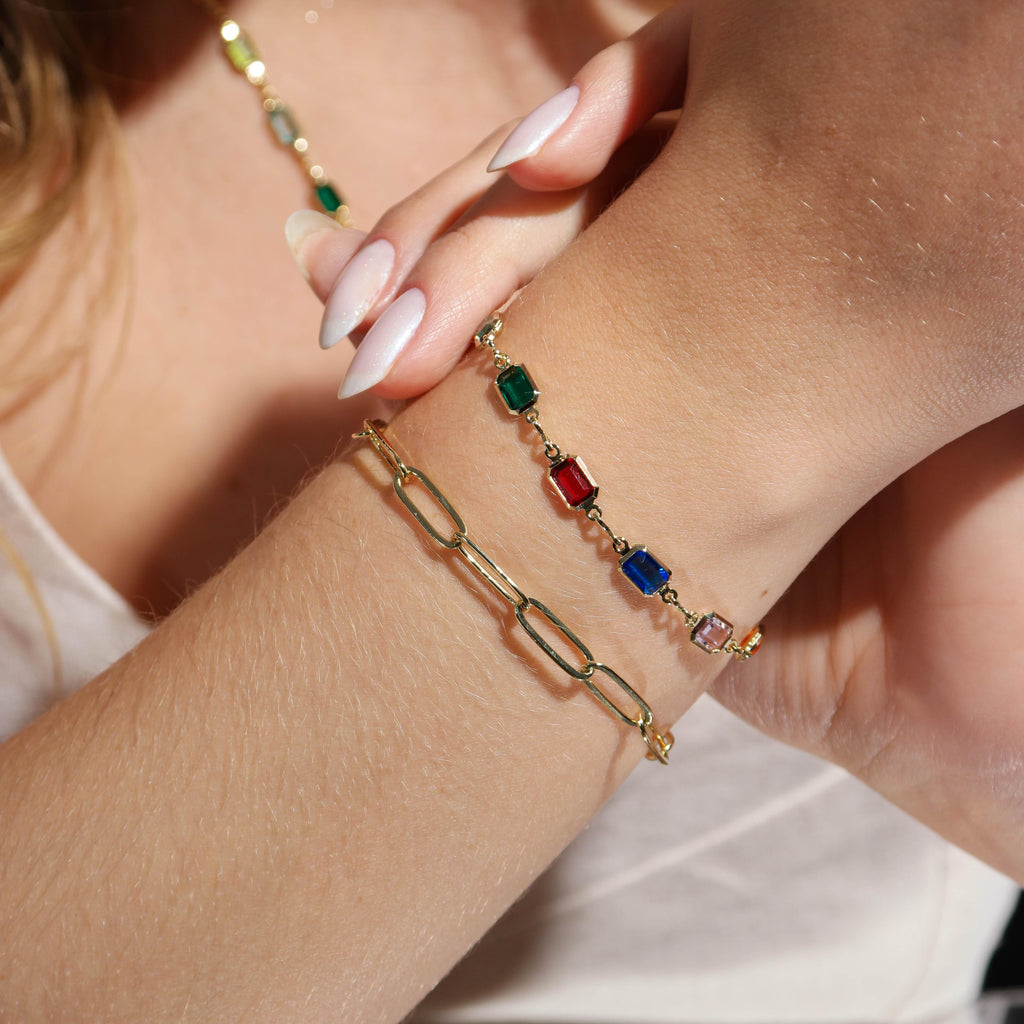 Mondsee Complete Set Of 18k Gold Filled Multicolor Necklace, Bracelet And Anklet For Wholesale | 18k Gold Filled Jewelry