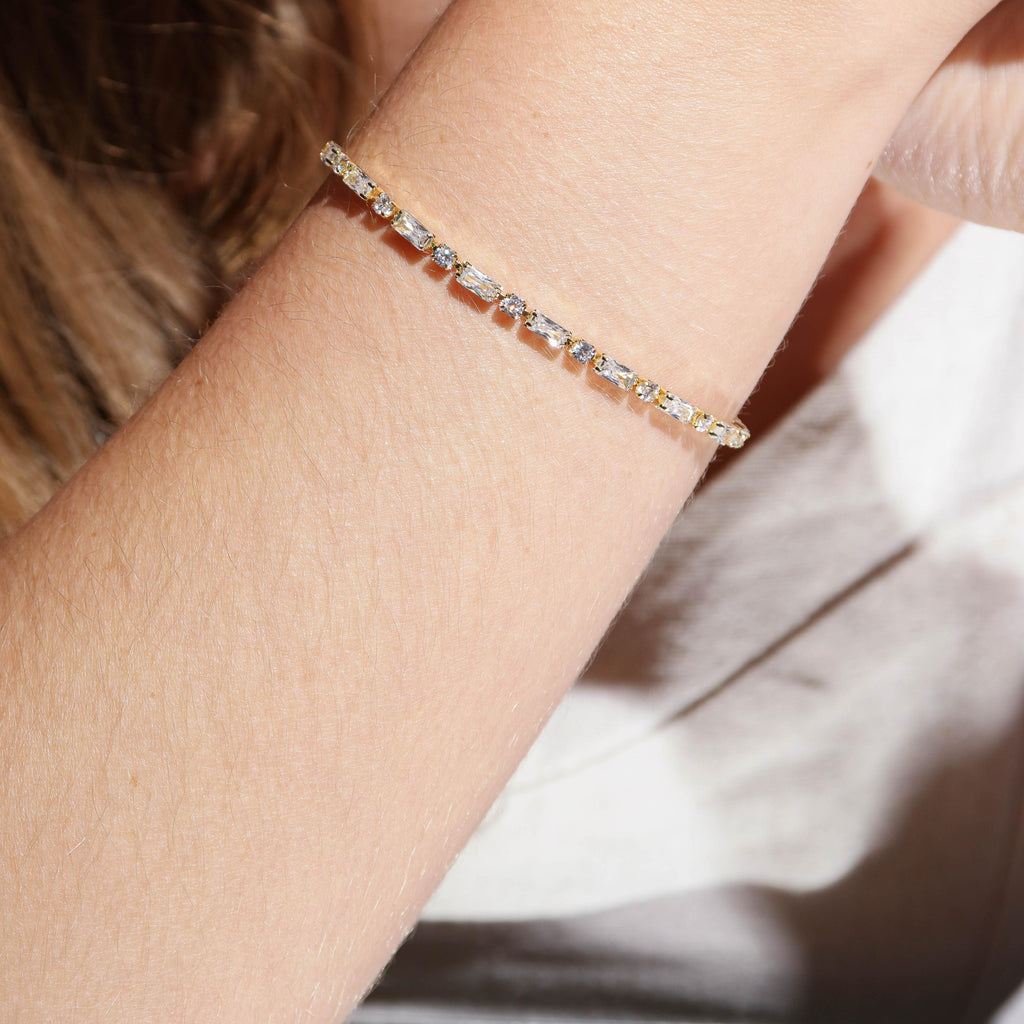 Mondsee 18k Gold Filled Baguette and CZ Tennis Bracelet | 18k Gold Filled Jewelry