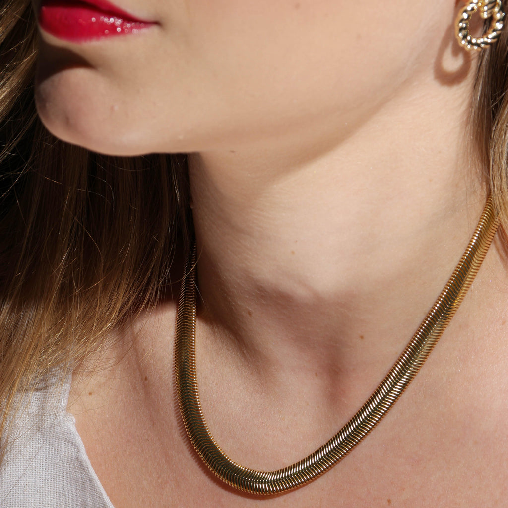 Mondsee 18k Gold Filled 8mm Fancy Thick Snake Chain Necklace | 18k Gold Filled Jewelry