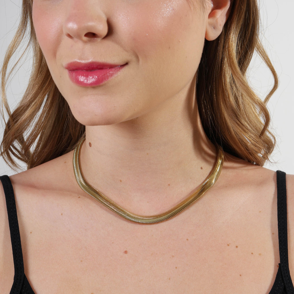 Mondsee 18k Gold Filled 8mm Fancy Thick Snake Chain Necklace | 18k Gold Filled Jewelry