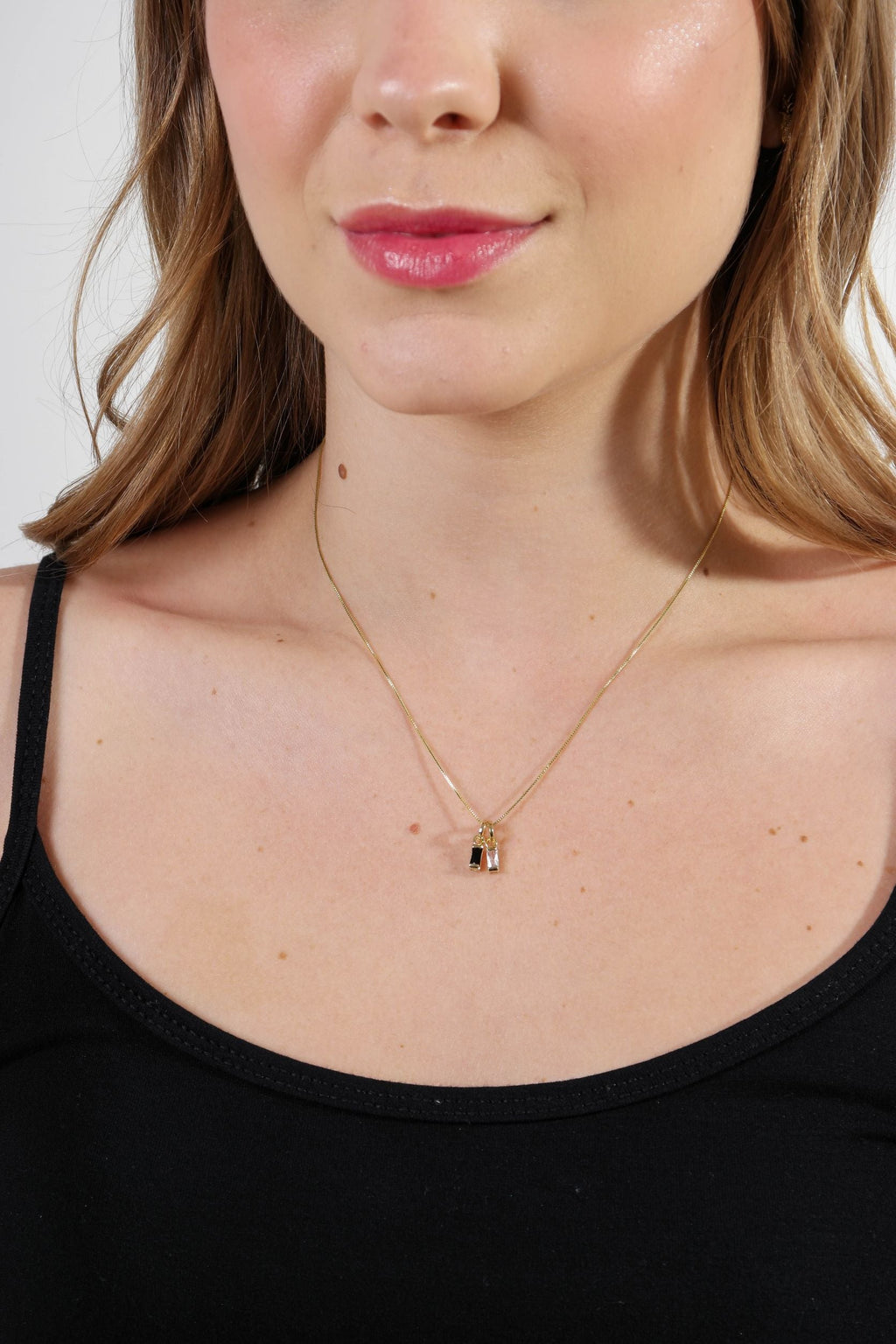 Mondsee 18k Gold Filled Mini Black Baguette Charm Pendant | 18k Gold Filled Jewelry