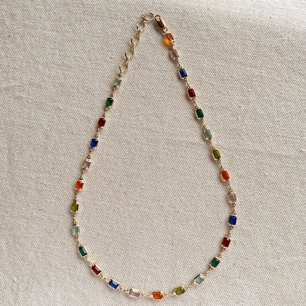 Mondsee Complete Set Of 18k Gold Filled Multicolor Necklace, Bracelet And Anklet For Wholesale | 18k Gold Filled Jewelry