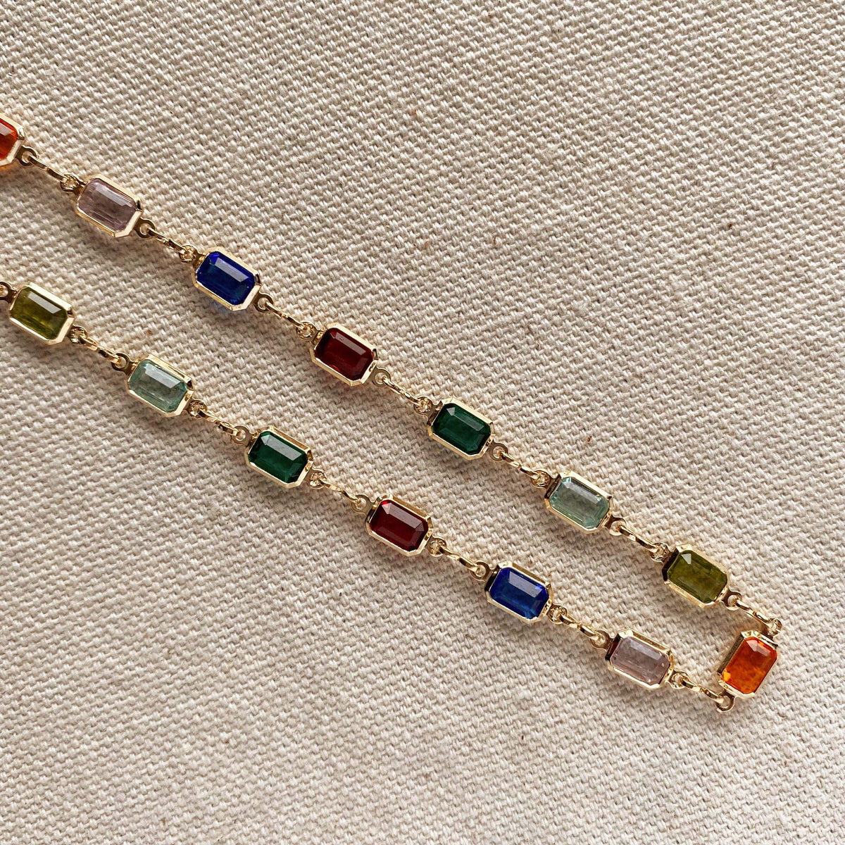 Mondsee Complete Set Of 18k Gold Filled Multicolor Necklace, Bracelet And Anklet For Wholesale | 18k Gold Filled Jewelry