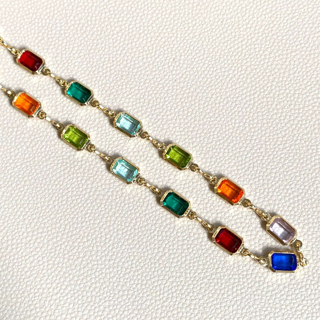 Mondsee Complete Set Of 18k Gold Filled Multicolor Necklace, Bracelet And Anklet For Wholesale | 18k Gold Filled Jewelry