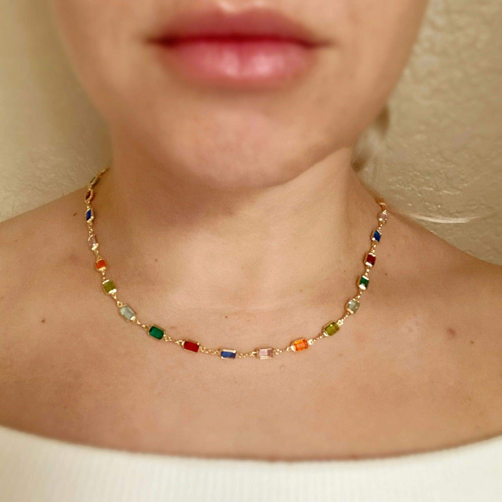 Mondsee Complete Set Of 18k Gold Filled Multicolor Necklace, Bracelet And Anklet For Wholesale | 18k Gold Filled Jewelry