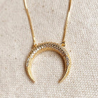 Mondsee Cubic Zirconia 18k Gold Filled Crescent Moon Necklace | 18k Gold Filled Jewelry