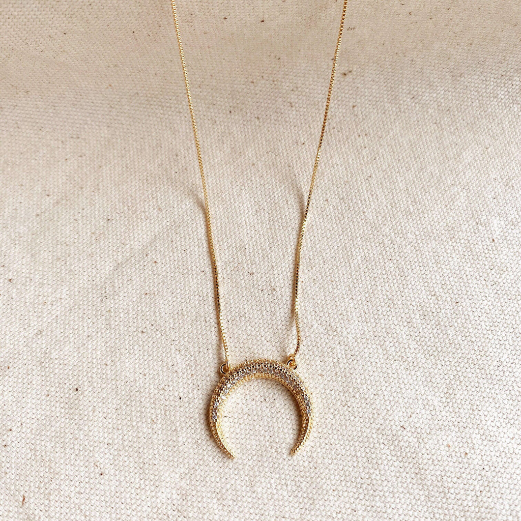 Mondsee Cubic Zirconia 18k Gold Filled Crescent Moon Necklace | 18k Gold Filled Jewelry