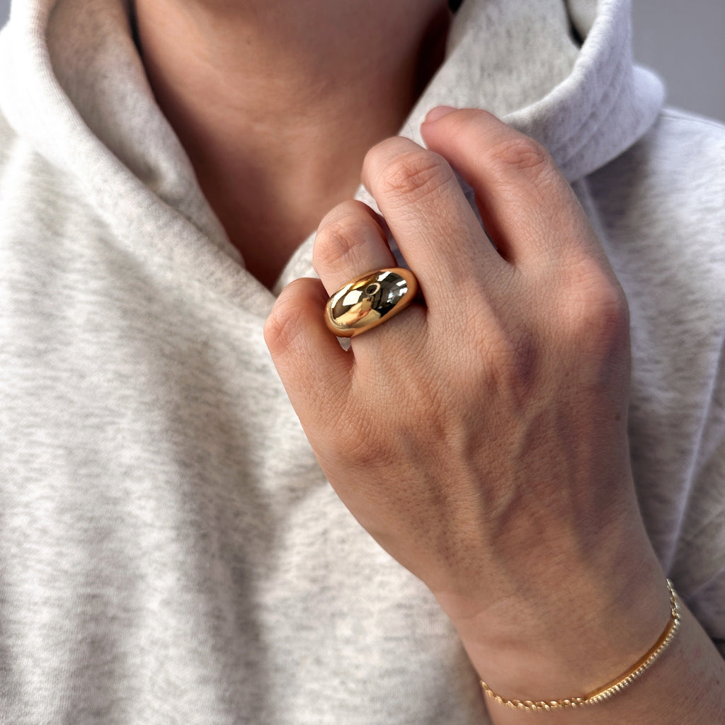18k Gold Filled Polished Dome Ring, view 2
