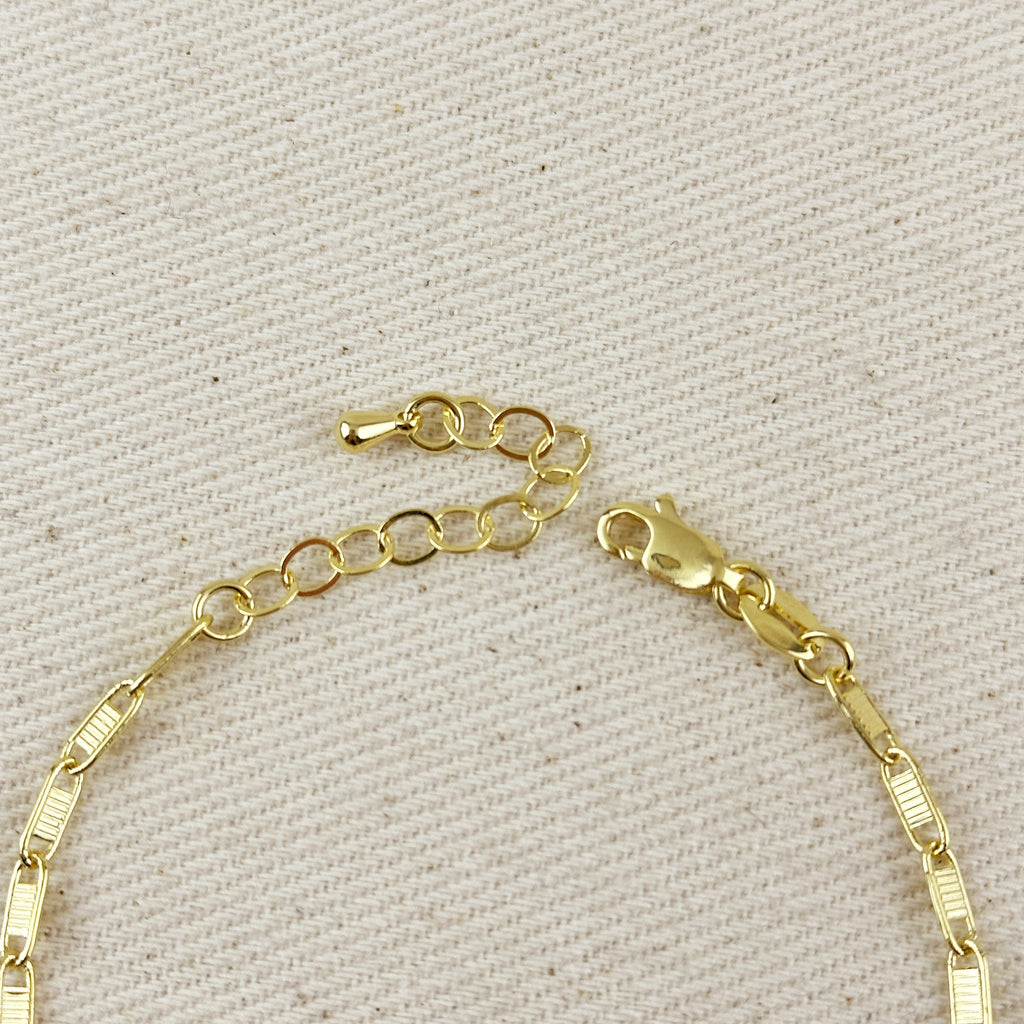 Mondsee 18K Gold Filled Textured Bar Link Anklet | 18k Gold Filled Jewelry