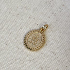 18k Gold Filled Double Sided CZ Lady of Grace Medal Pendant