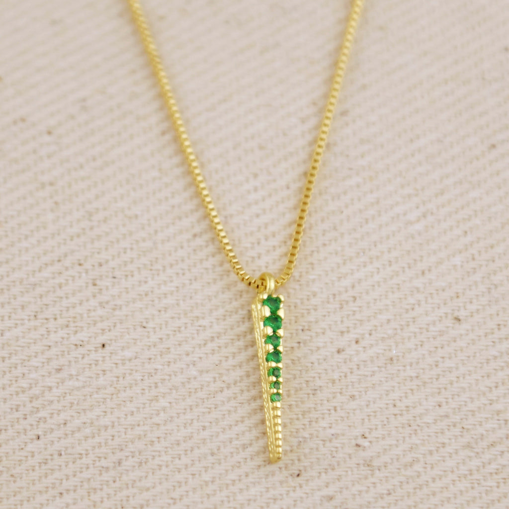 Mondsee 18k Gold Filled Emerald CZ Spear Necklace | 18k Gold Filled Jewelry