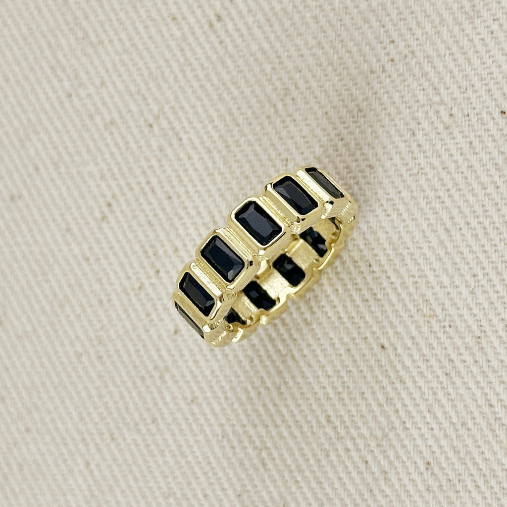 Mondsee 18k Gold Filled Chunky Black Onyx CZ Eternity Band Ring | 18k Gold Filled Jewelry