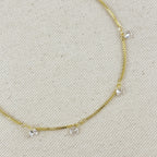Mondsee 18k Gold Filled Box Chain & Dangling CZ Stones Necklace | 18k Gold Filled Jewelry