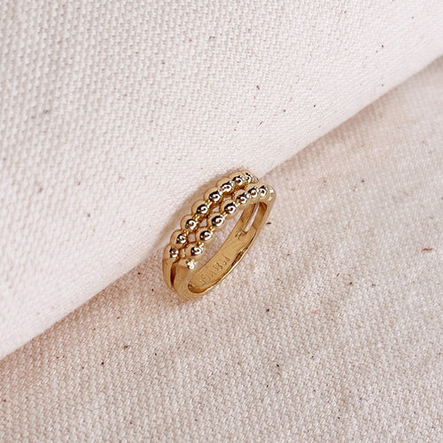Mondsee Double Beaded Band Ring | 18k Gold Filled Jewelry