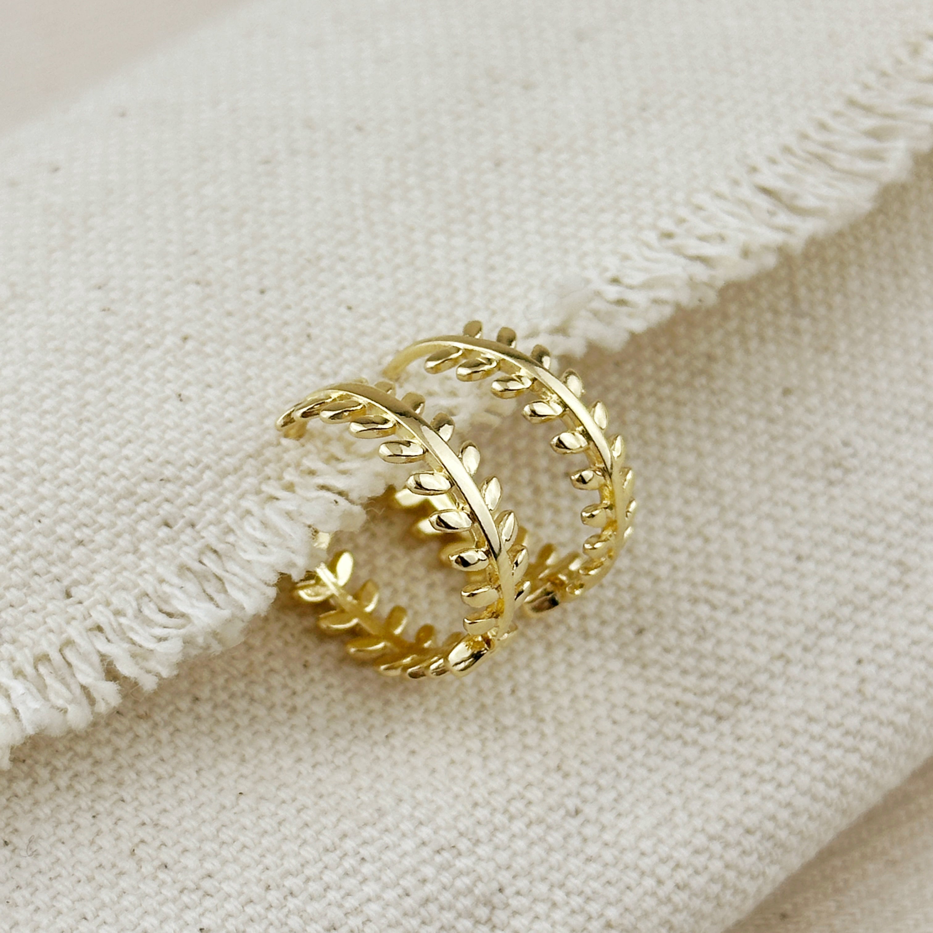 Mondsee 18k Gold Filled Leaf Clicker Earrings | 18k Gold Filled Jewelry