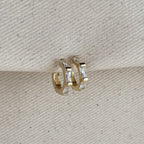 18k Gold Filled Colored Baguette CZ Clicker Hoop Earrings