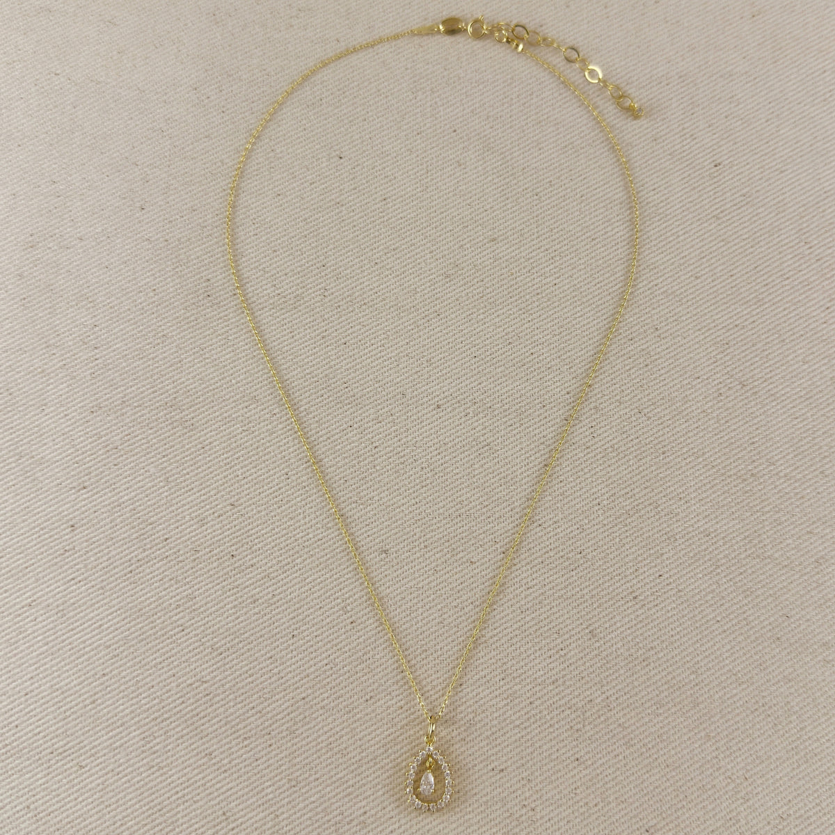 18k Gold Filled Floating CZ Drop Necklace