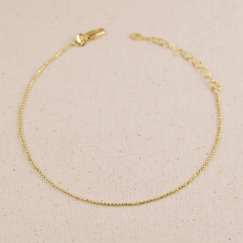 Mondsee 18k Gold Filled 1mm Diamond Cut Ball Chain Anklet | 18k Gold Filled Jewelry
