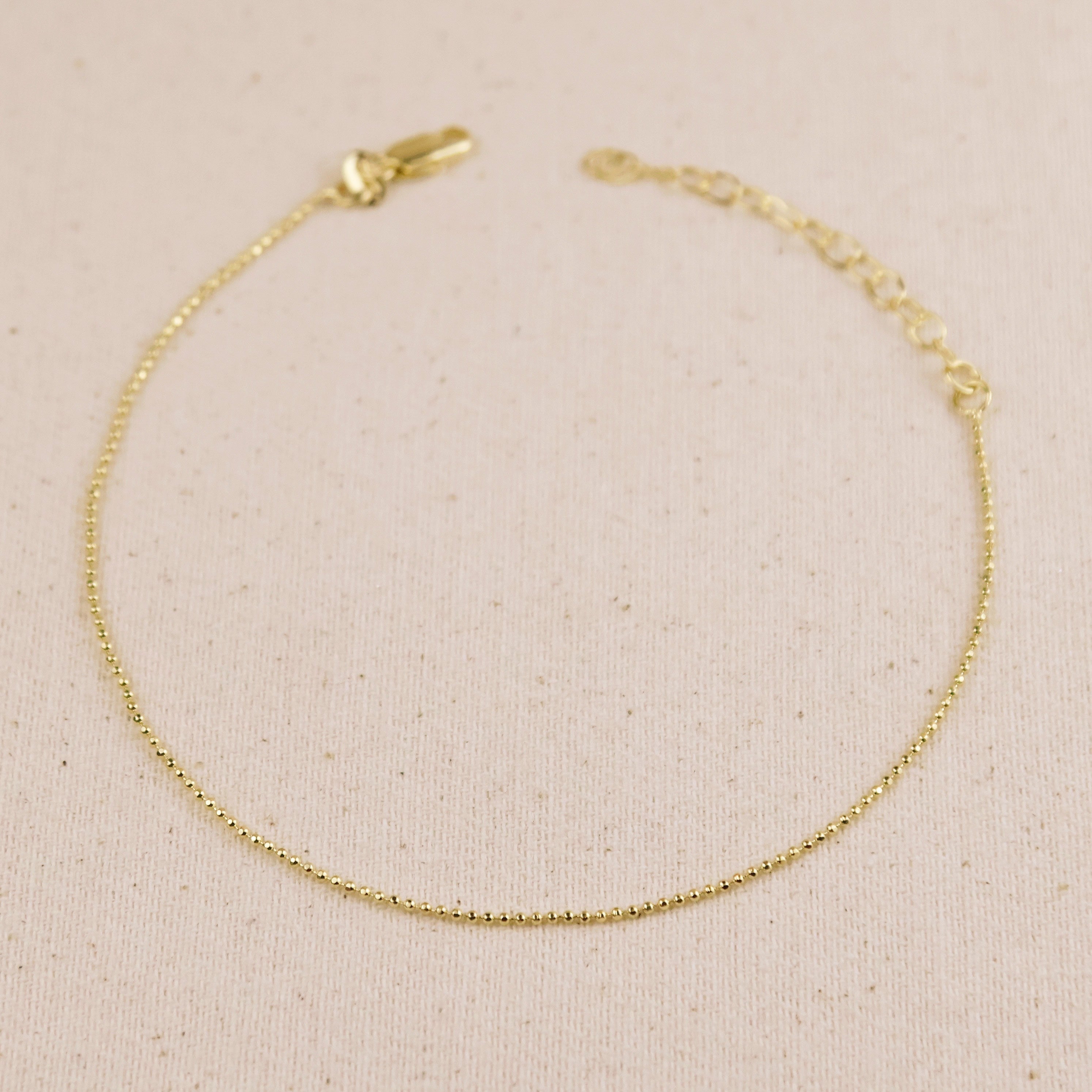 Mondsee 18k Gold Filled 1mm Diamond Cut Ball Chain Anklet | 18k Gold Filled Jewelry