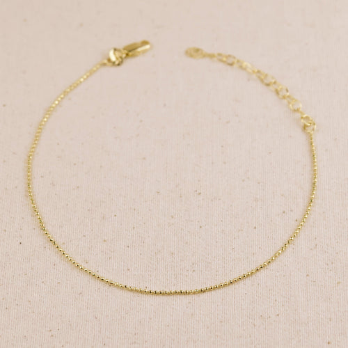 Mondsee 18k Gold Filled 1mm Diamond Cut Ball Chain Anklet | 18k Gold Filled Jewelry