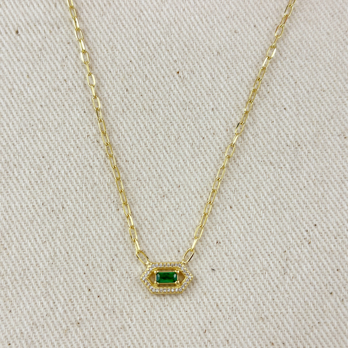 18k Gold Vermeil Fancy Birthstone Baguette Necklace – May