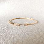 GoldFi Dainty 18k Gold Filled Cuff Bracelet with Cubic Zirconia Stones