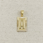 18k Gold Filled Vintage Diamond Cut Initial Plate Pendant