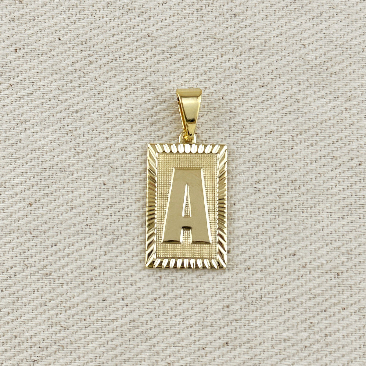 18k Gold Filled Vintage Diamond Cut Initial Plate Pendant