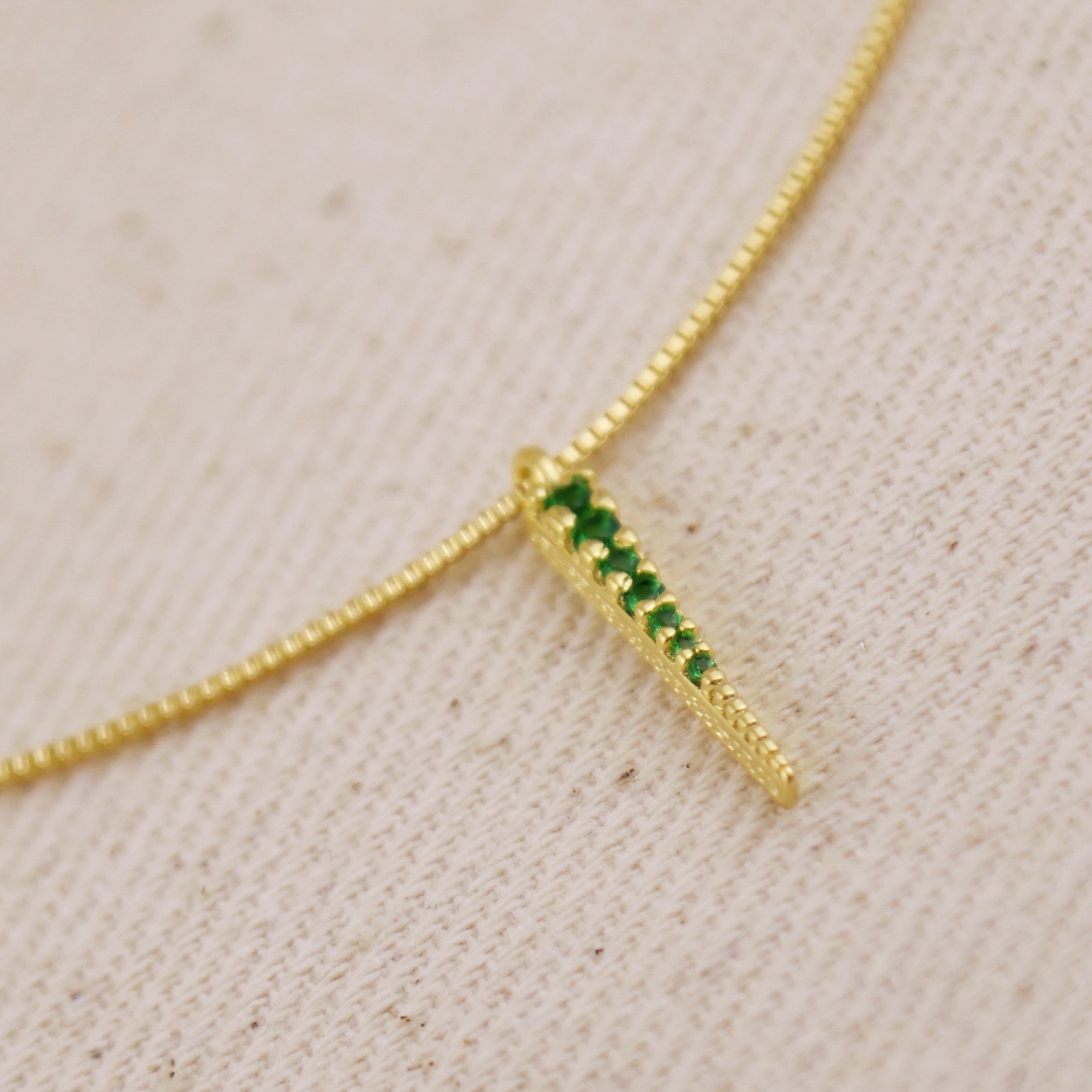 Mondsee 18k Gold Filled Emerald CZ Spear Necklace | 18k Gold Filled Jewelry