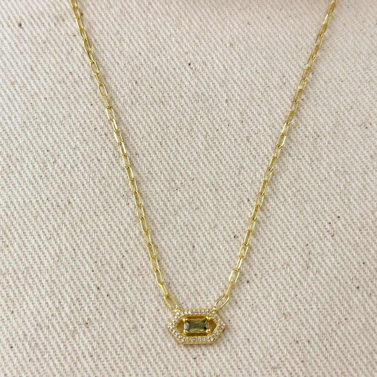 18k Gold Vermeil Fancy Birthstone Baguette Necklace – August