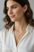 18k Gold Filled Vertical CZ Bar Necklace