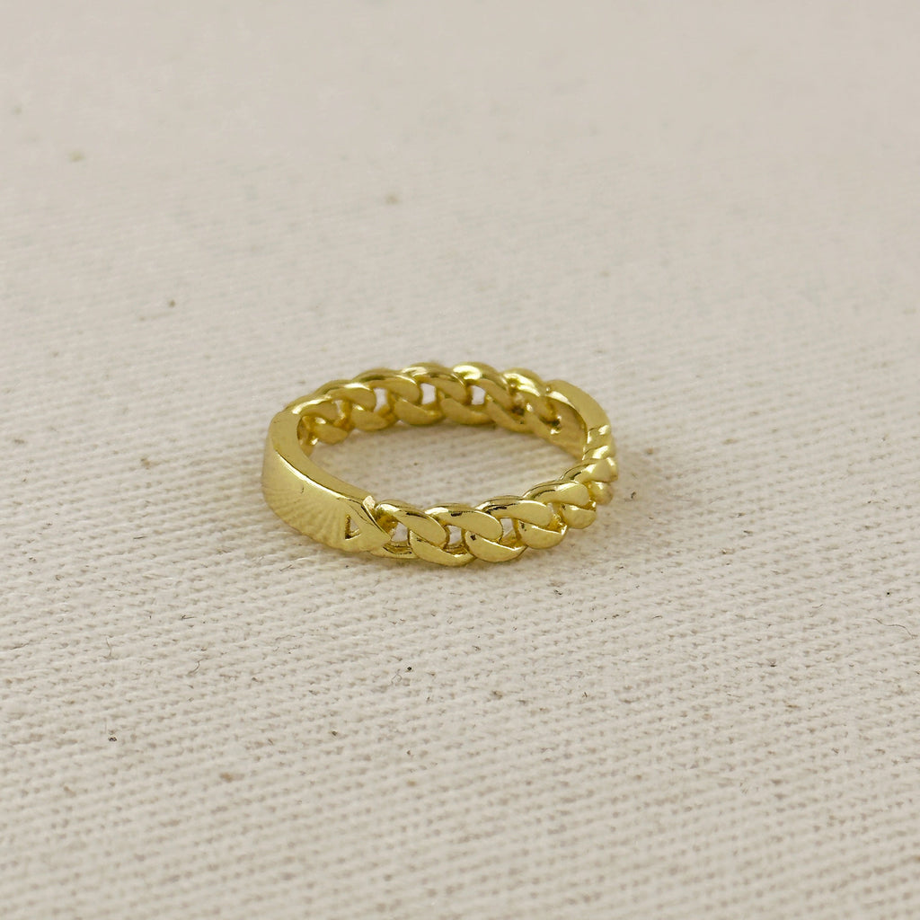 18k Gold Filled Chain With Polished Plate Ring