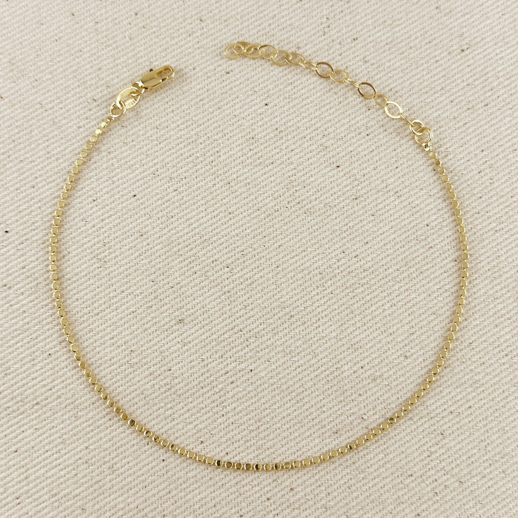 Mondsee 18k Gold Filled 1.5mm Mini Flat Dots Chain Anklet | 18k Gold Filled Jewelry