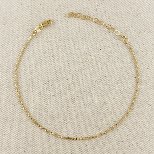 Mondsee 18k Gold Filled 1.5mm Mini Flat Dots Chain Anklet | 18k Gold Filled Jewelry