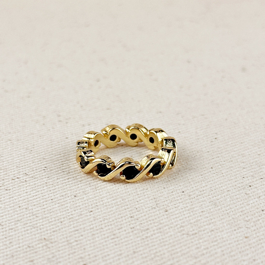Mondsee 18k Gold Filled Colored CZ Wave Eternity Band Ring | 18k Gold Filled Jewelry