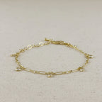 Mondsee 18k Gold Filled Paperclip Chain With Bezel CZ Drops Bracelet | 18k Gold Filled Jewelry