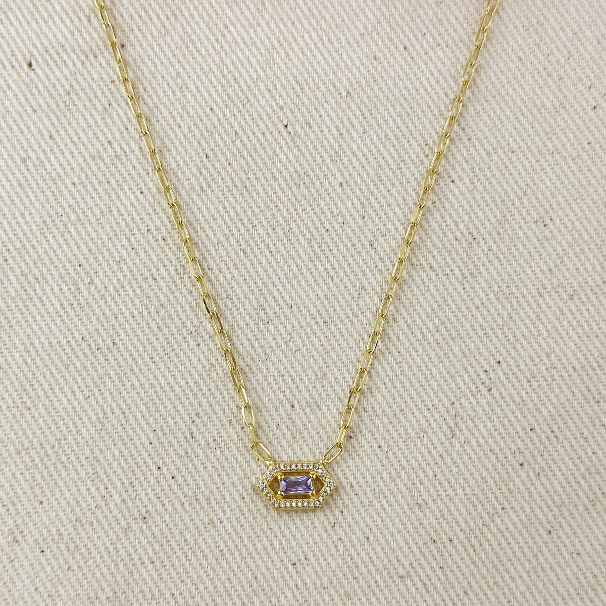 18k Gold Vermeil Fancy Birthstone Baguette Necklace – June