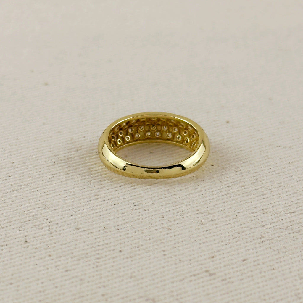 18k Gold Filled Pave Set CZ Dome Ring