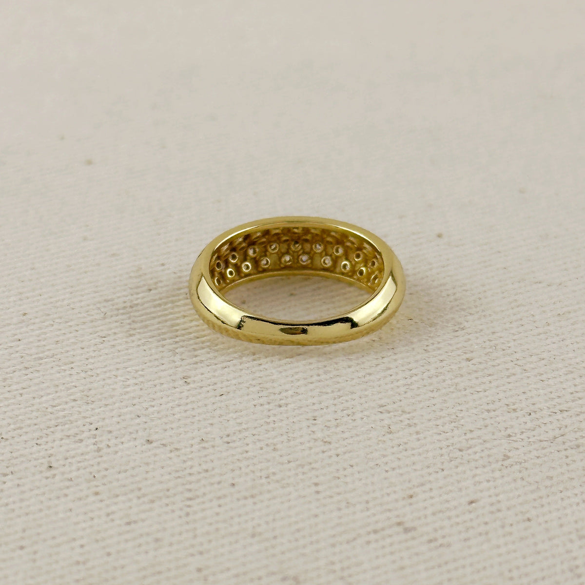 18k Gold Filled Pave Set CZ Dome Ring
