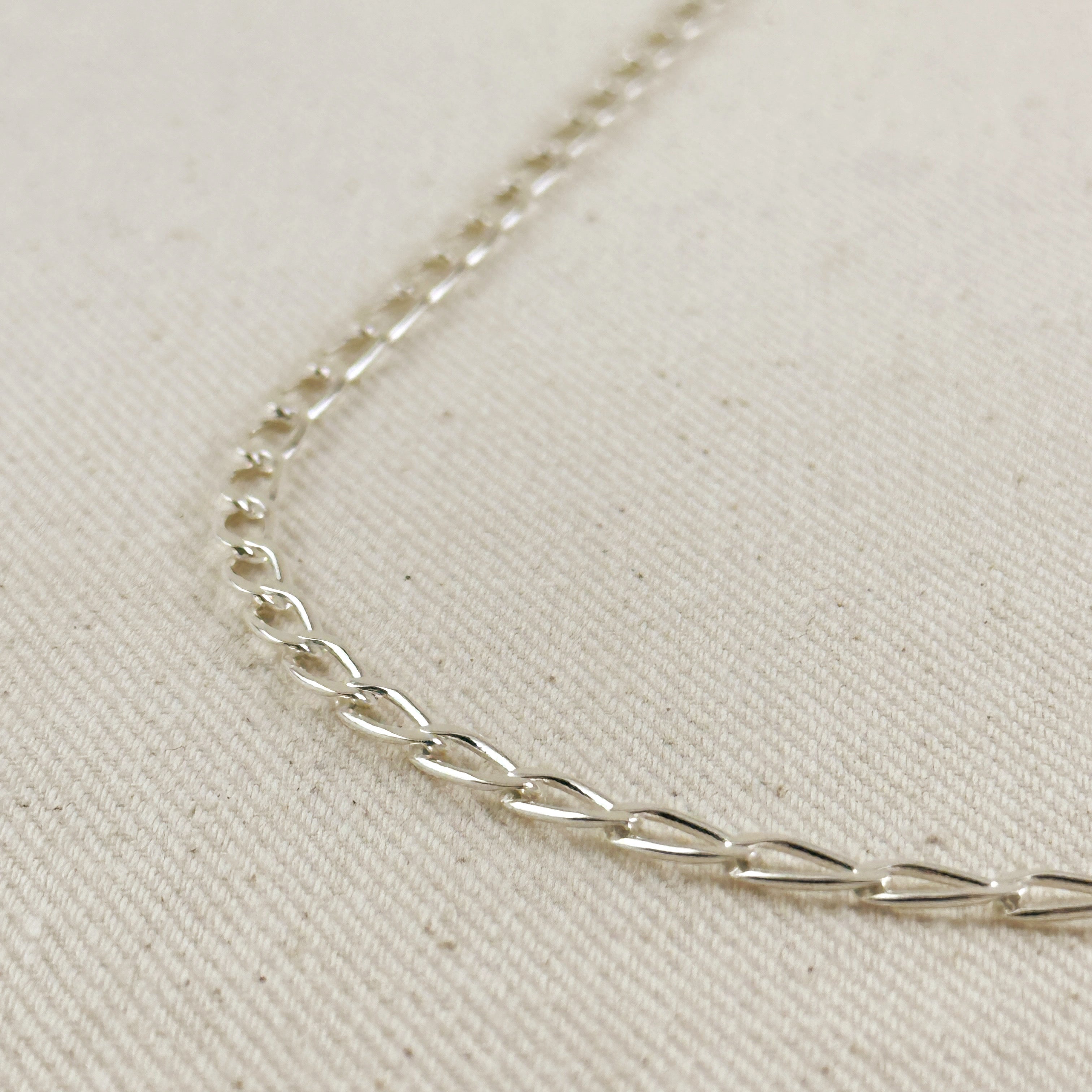Mondsee Sterling Silver Flat Elongated Curb Chain 4.0mm | 18k Gold Filled Jewelry