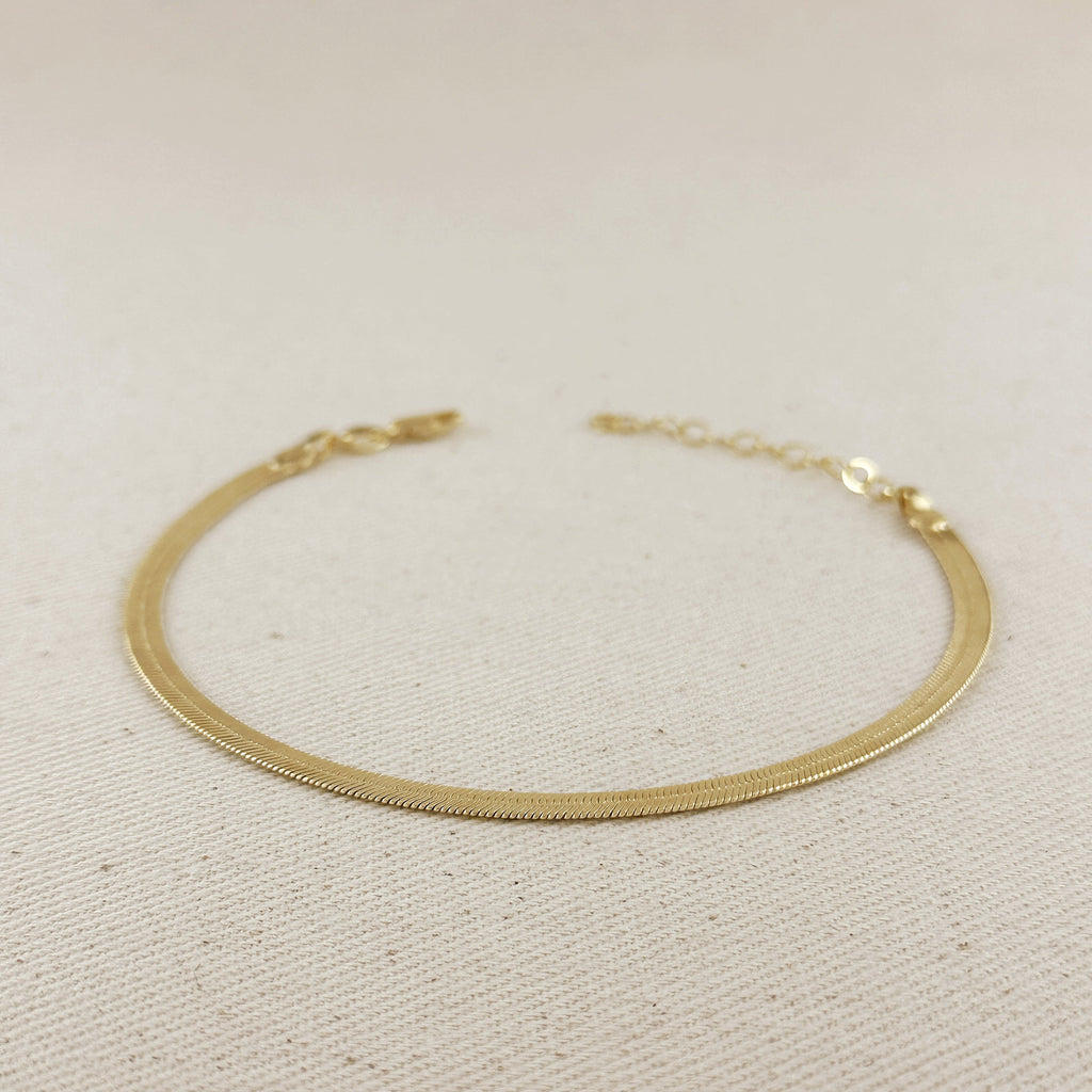 Mondsee 18k Gold Filled 4mm Herringbone Chain Anklet | 18k Gold Filled Jewelry