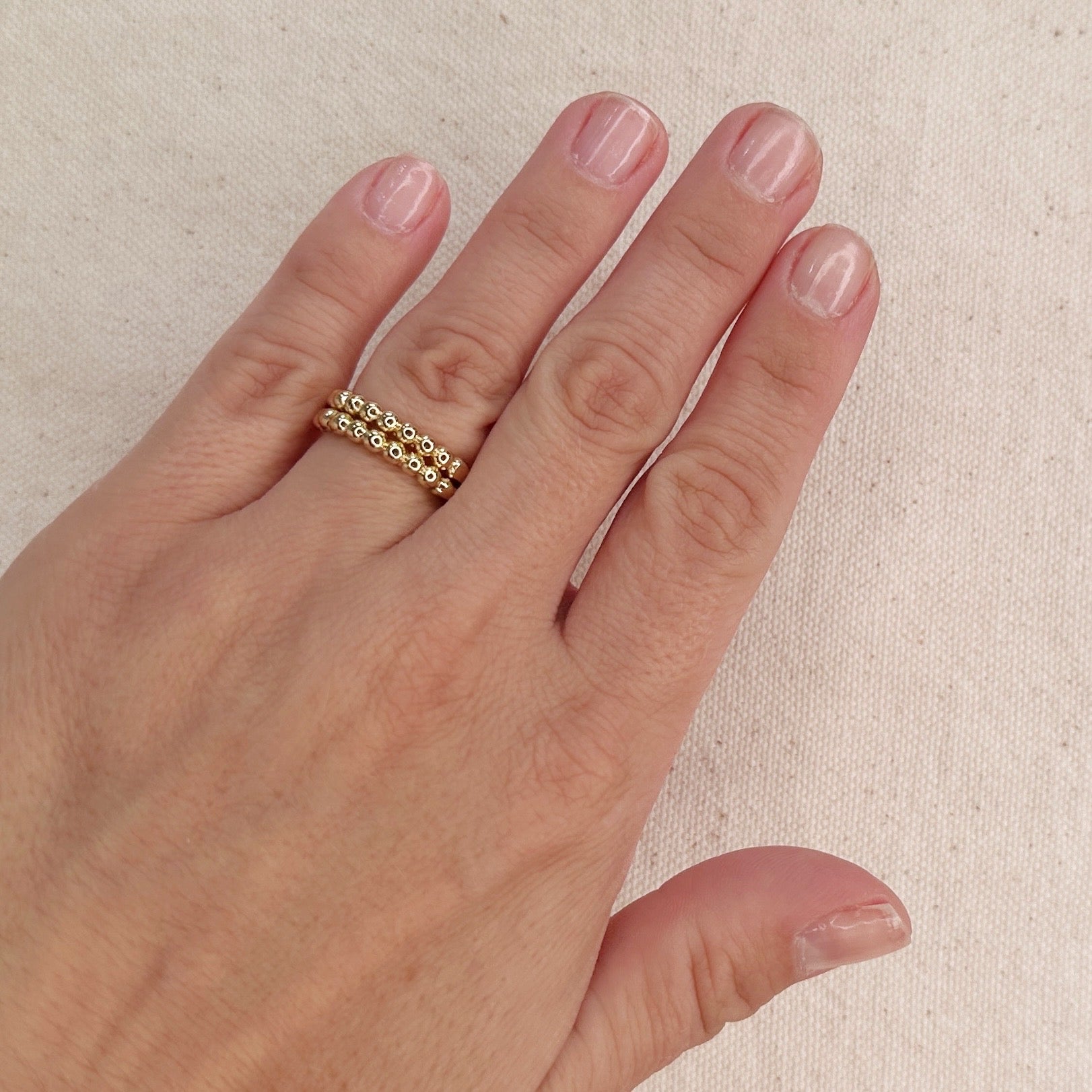 Mondsee Double Beaded Band Ring | 18k Gold Filled Jewelry