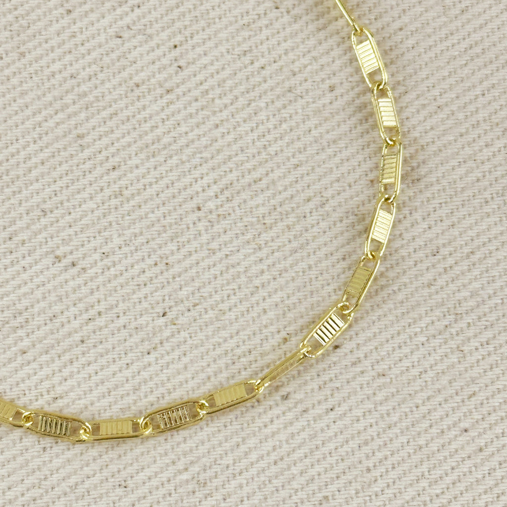 Mondsee 18K Gold Filled Textured Bar Link Bracelet | 18k Gold Filled Jewelry