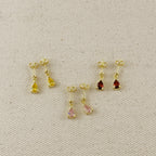 18k Gold Filled Colored CZ Teardrop Earrings