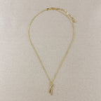 18k Gold Filled Curve Bar CZ Necklace